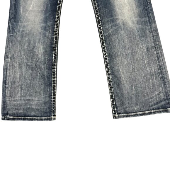 Rock Revival Cepheus Relaxed Straight Jeans  Thick Stitch Embroidered Men’s 40 - Picture 6 of 9